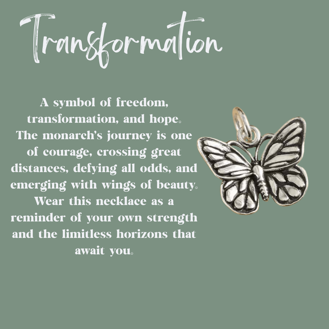 Monarch Butterfly Talisman Necklace - Kowhai and Sage