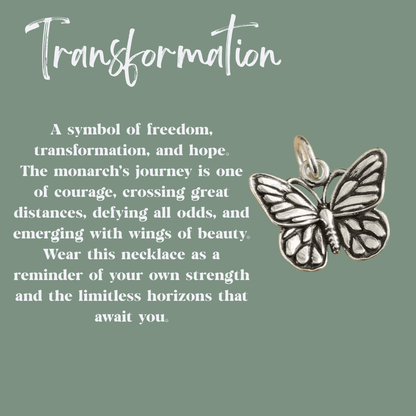 Monarch Butterfly Talisman Necklace - Kowhai and Sage