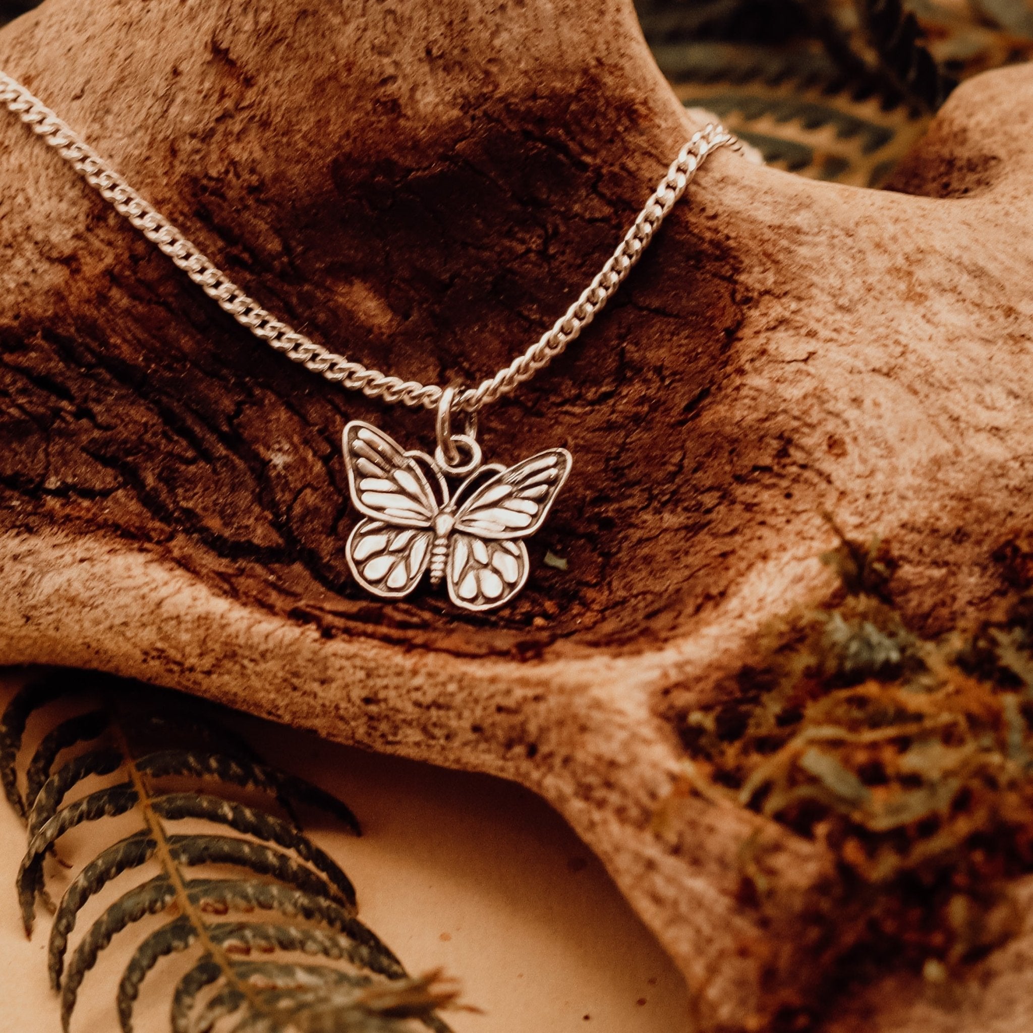 Monarch Butterfly Talisman Necklace - Kowhai and Sage
