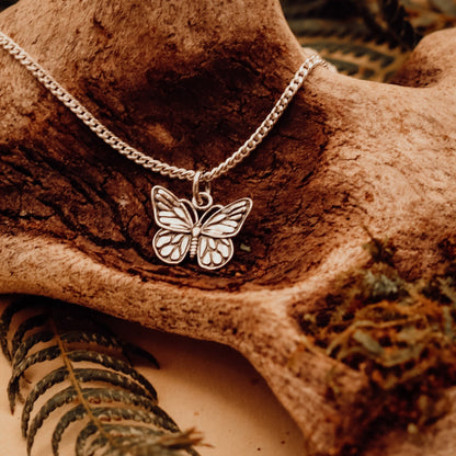 Monarch Butterfly Talisman Necklace - Kowhai and Sage