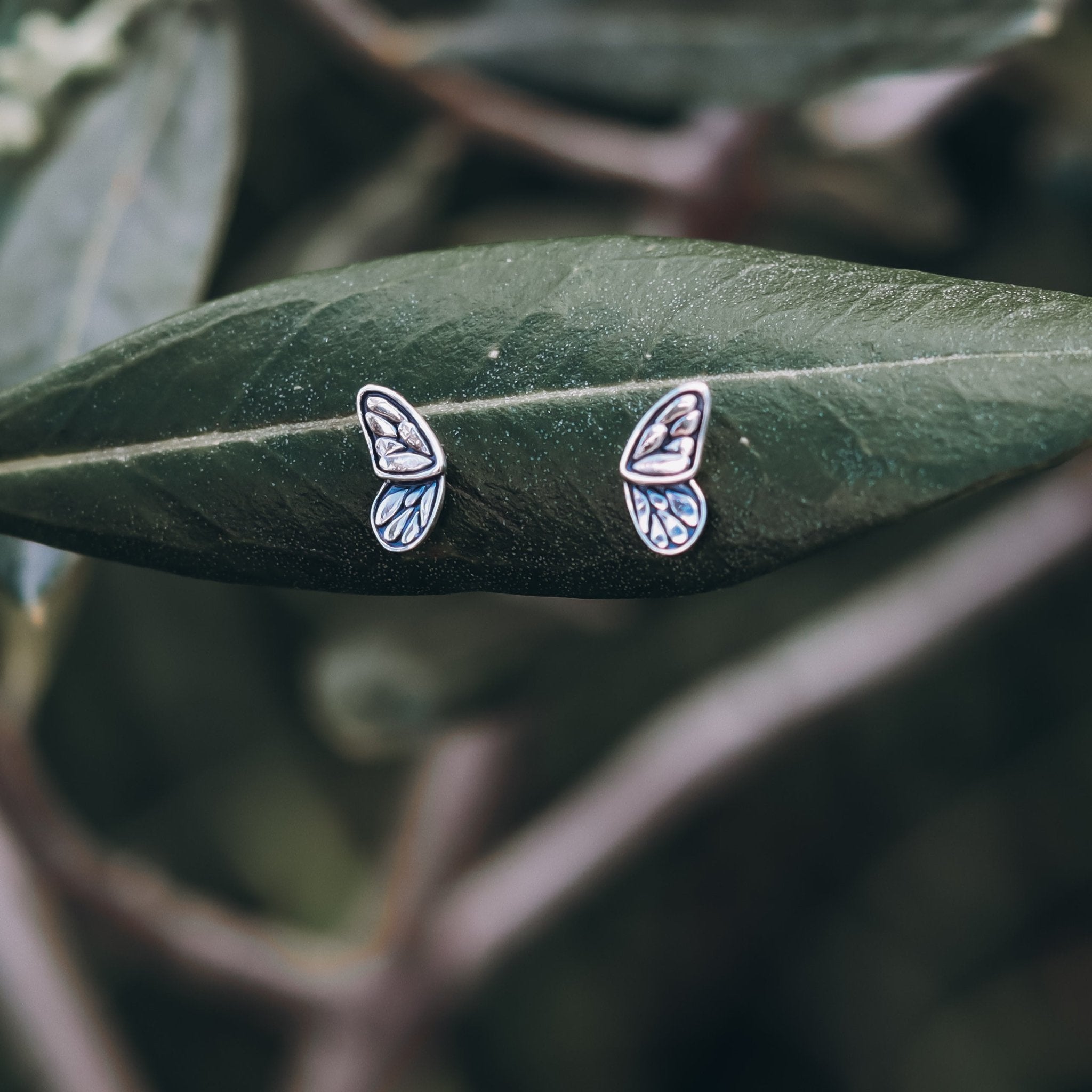 Monarch Butterfly Wing Tiny Stud Earrings - Kowhai and Sage