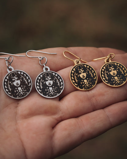 Moon Goddess Earrings - Kowhai and Sage