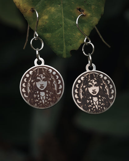 Moon Goddess Earrings - Kowhai and Sage
