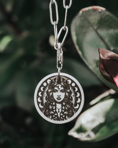 Moon Goddess Necklace - Kowhai and Sage