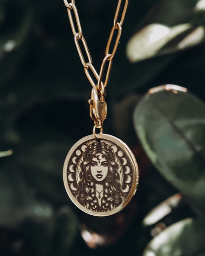 Moon Goddess Necklace - Kowhai and Sage