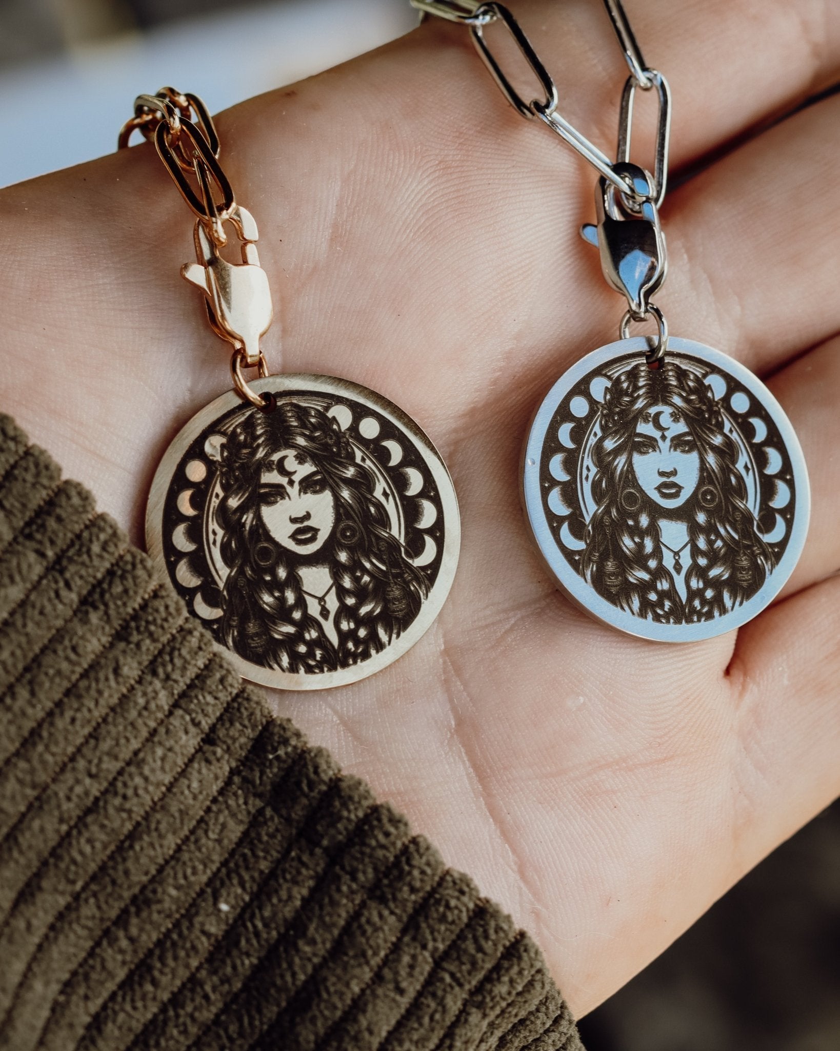 Moon Goddess Necklace - Kowhai and Sage