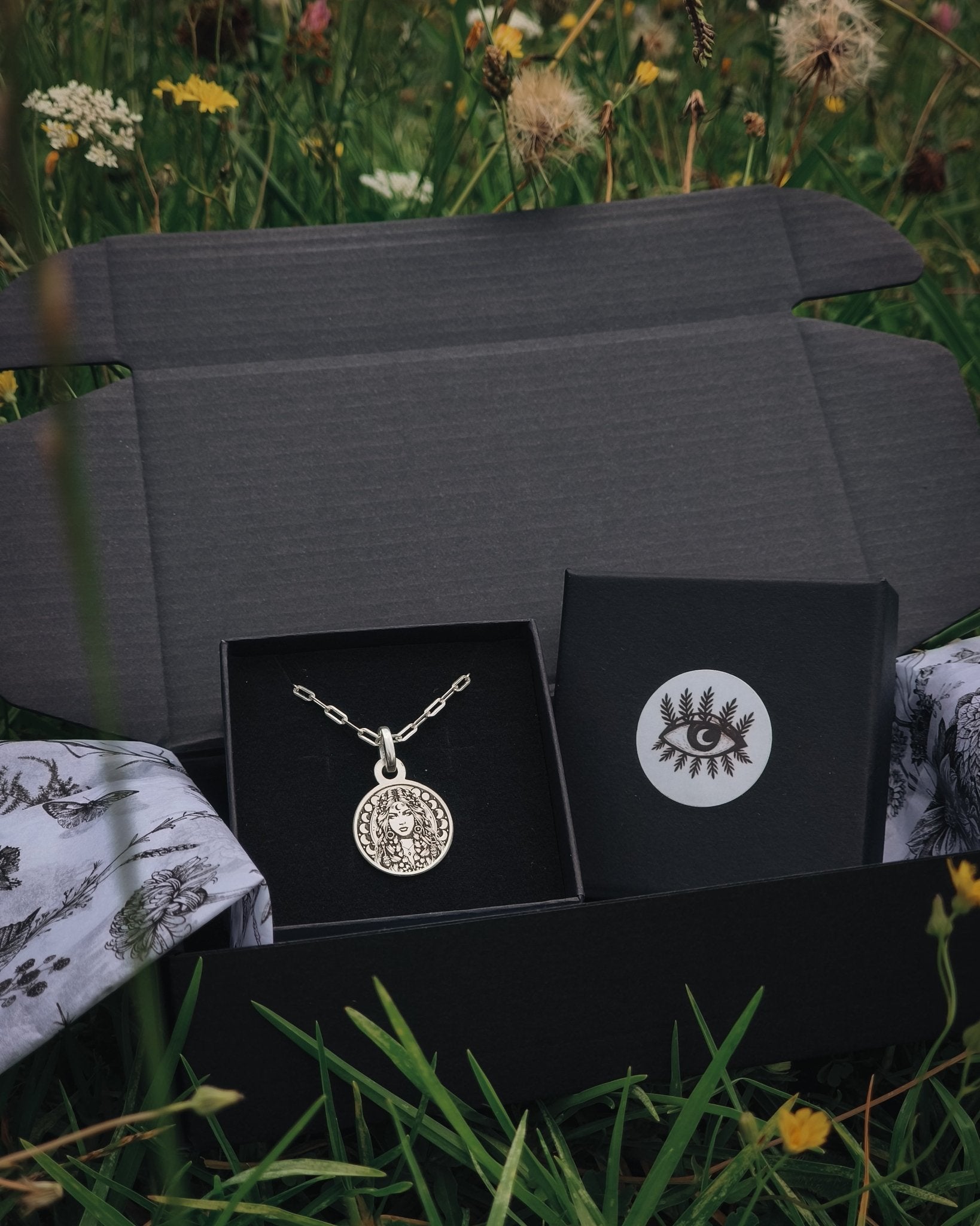 Moon Goddess Talisman Necklace - Kowhai and Sage