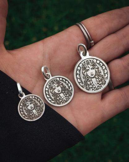 Moon Goddess Talisman Necklace - Kowhai and Sage