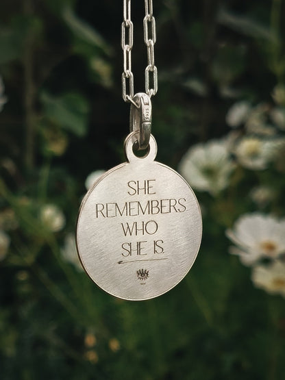 Moon Goddess Talisman Necklace - Kowhai and Sage