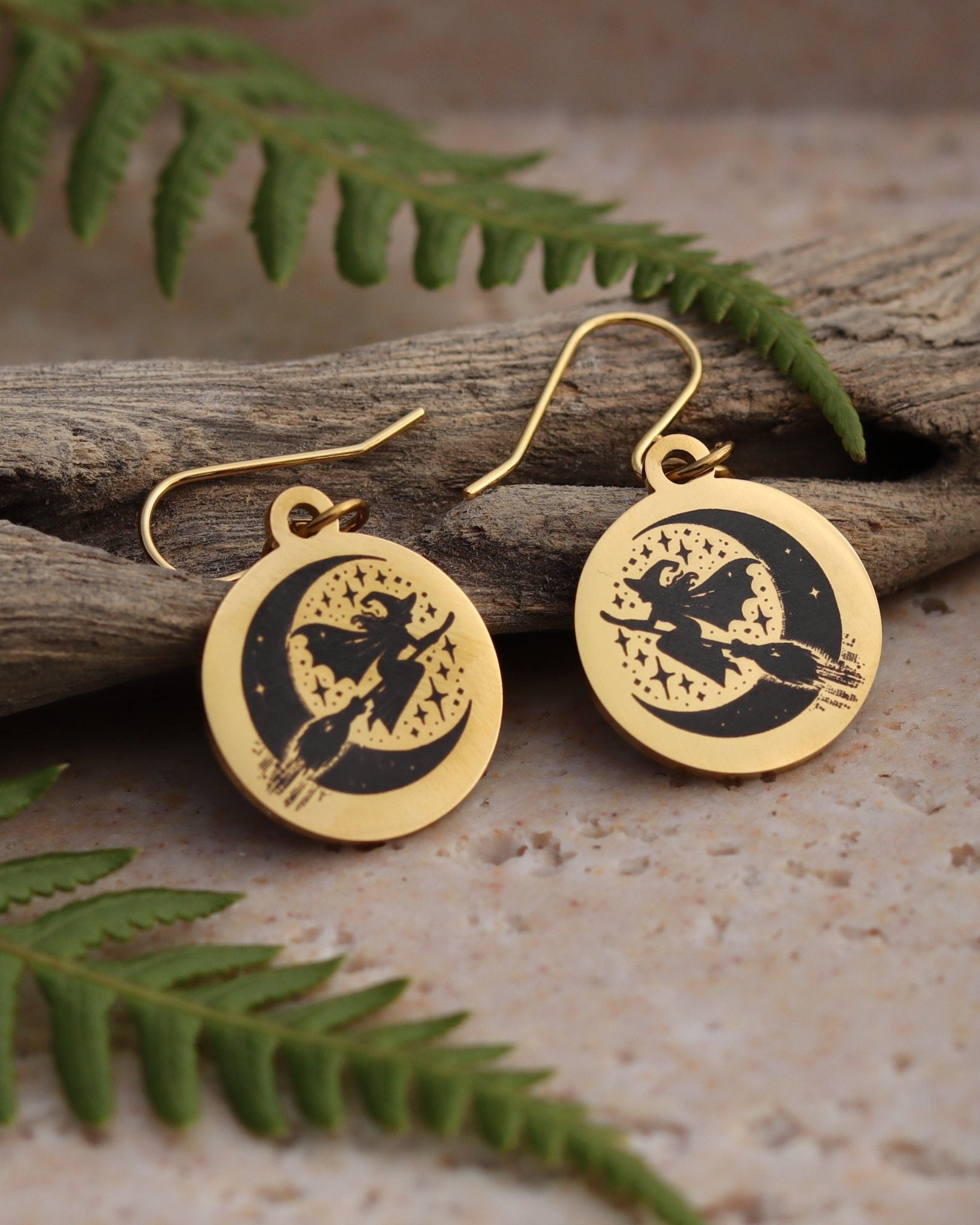 Moon Witch Earrings - Kowhai and Sage