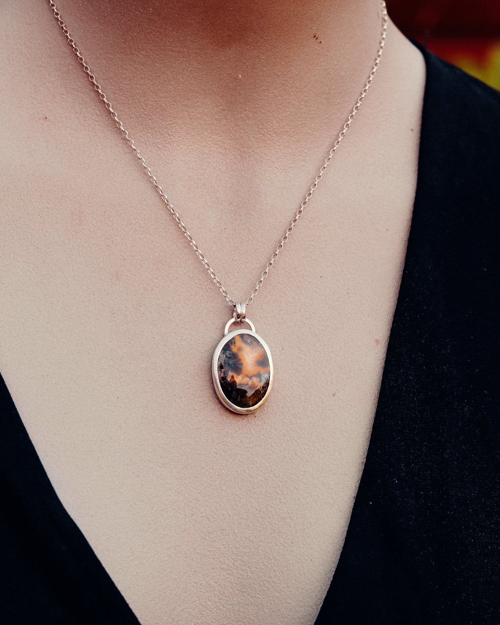 Moss Agate Necklace - Kowhai and Sage