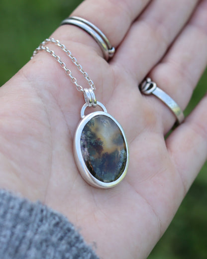 Moss Agate Necklace - Kowhai and Sage