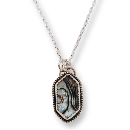 Ocean Gem Paua Necklace 2 - Kowhai and Sage