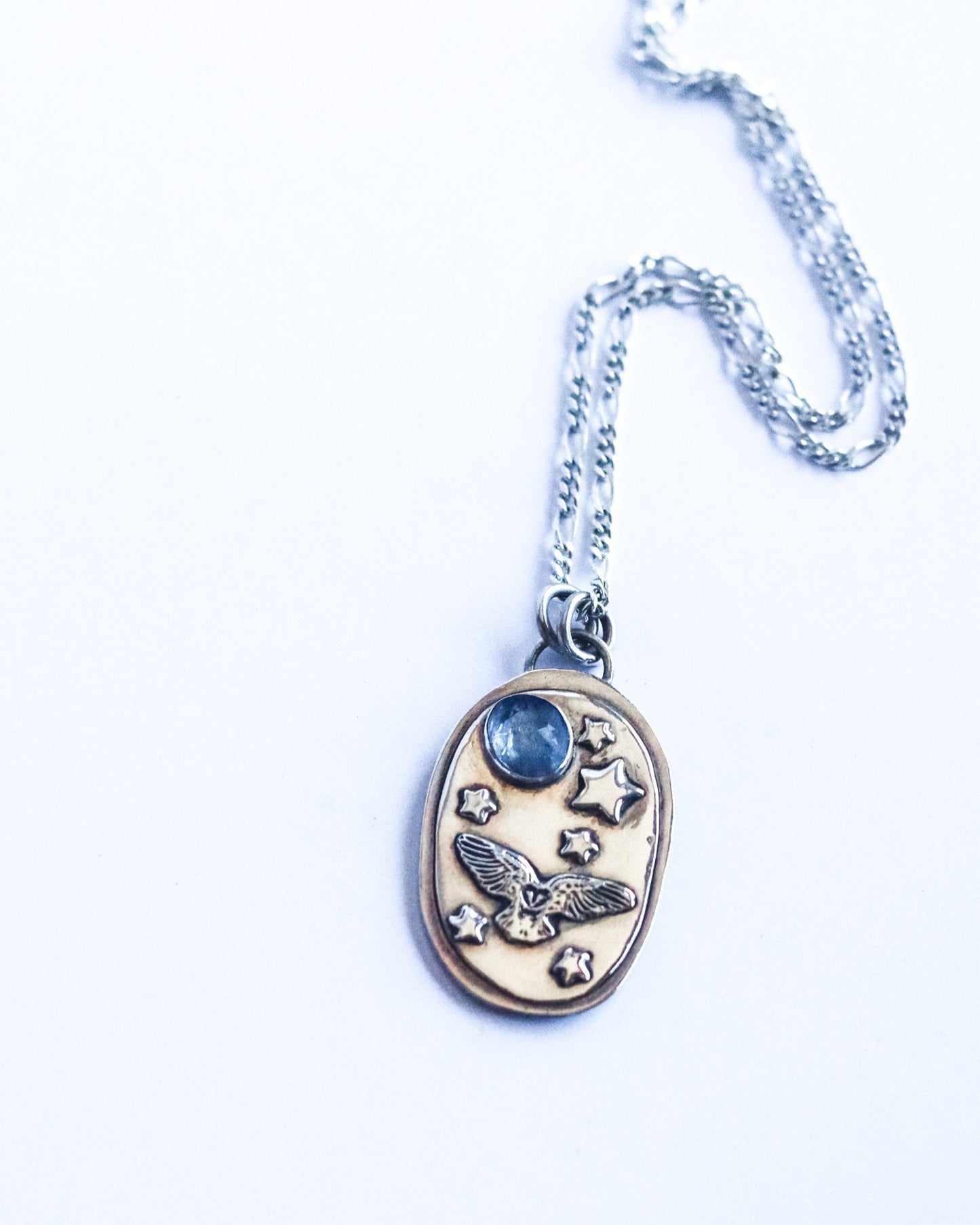 Once in a Blue Moon Owl Necklace - Kowhai and Sage