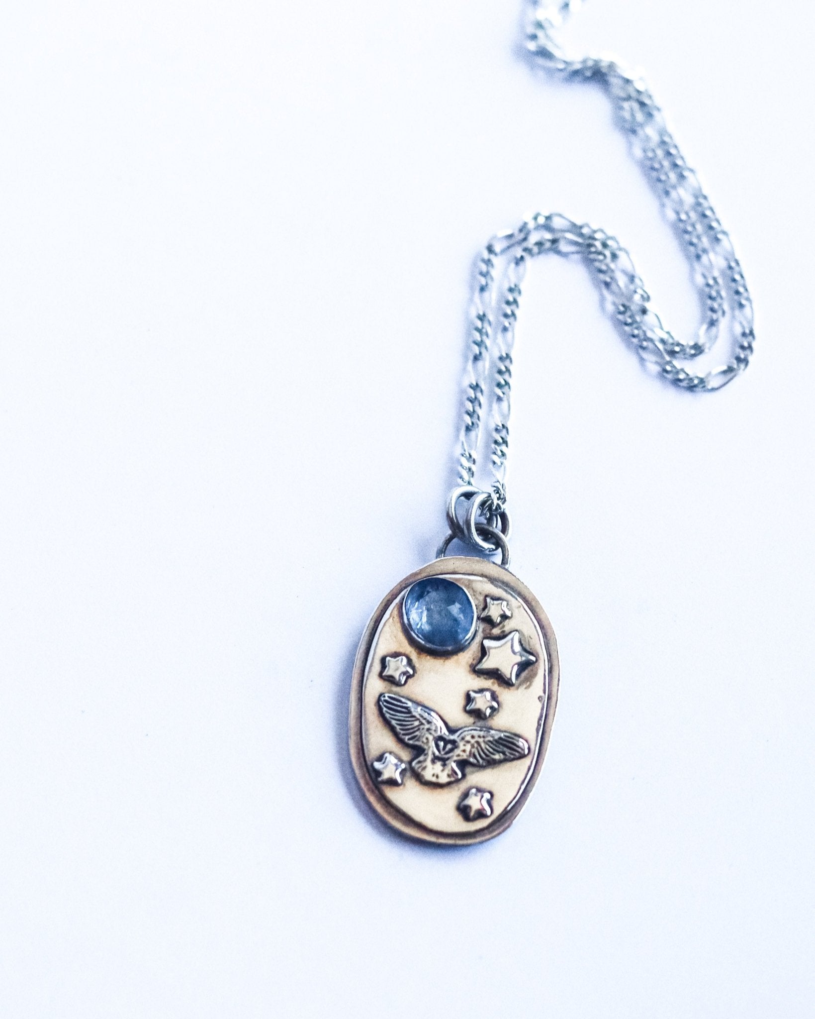 Once in a Blue Moon Owl Necklace - Kowhai and Sage