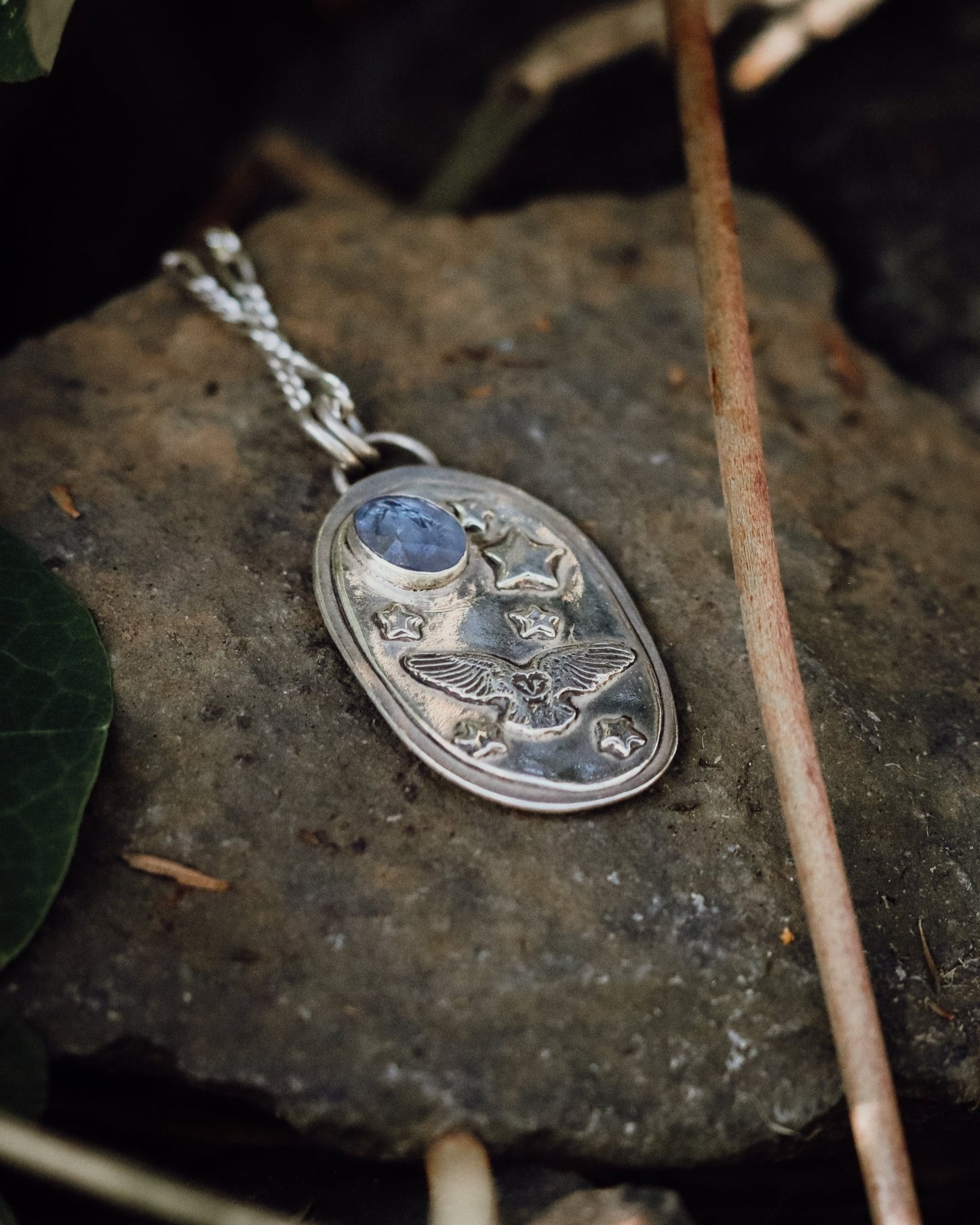 Once in a Blue Moon Owl Necklace - Kowhai and Sage