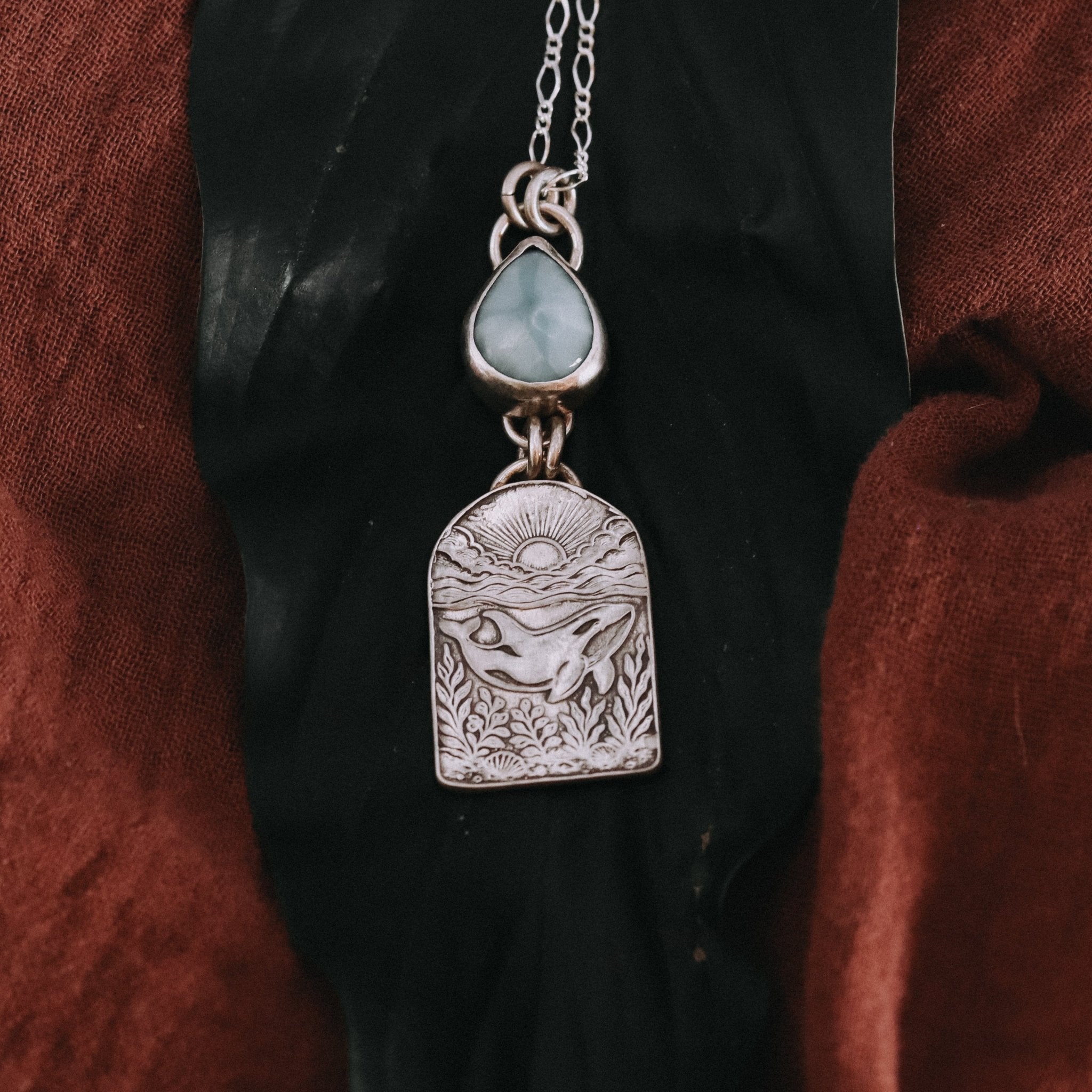 Orca Larimar Necklace - Kowhai and Sage
