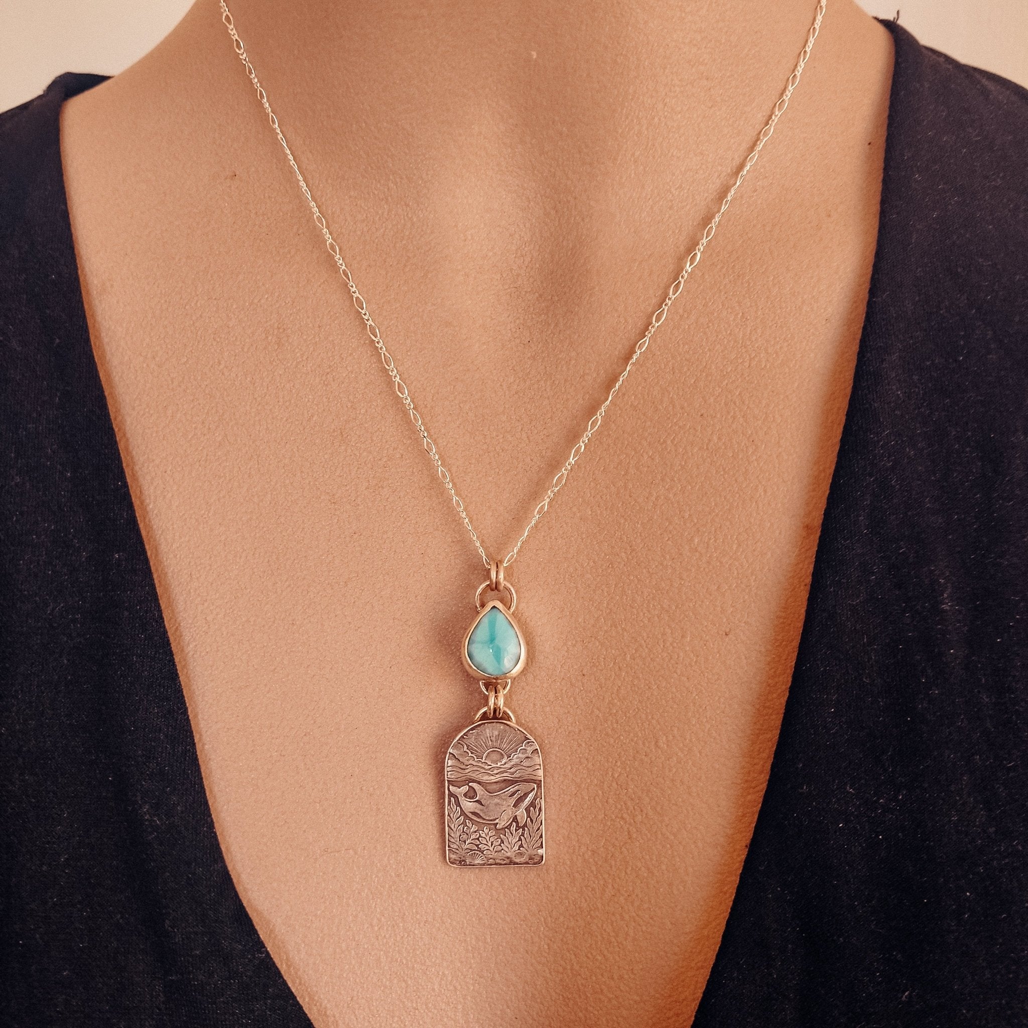 Orca Larimar Necklace - Kowhai and Sage