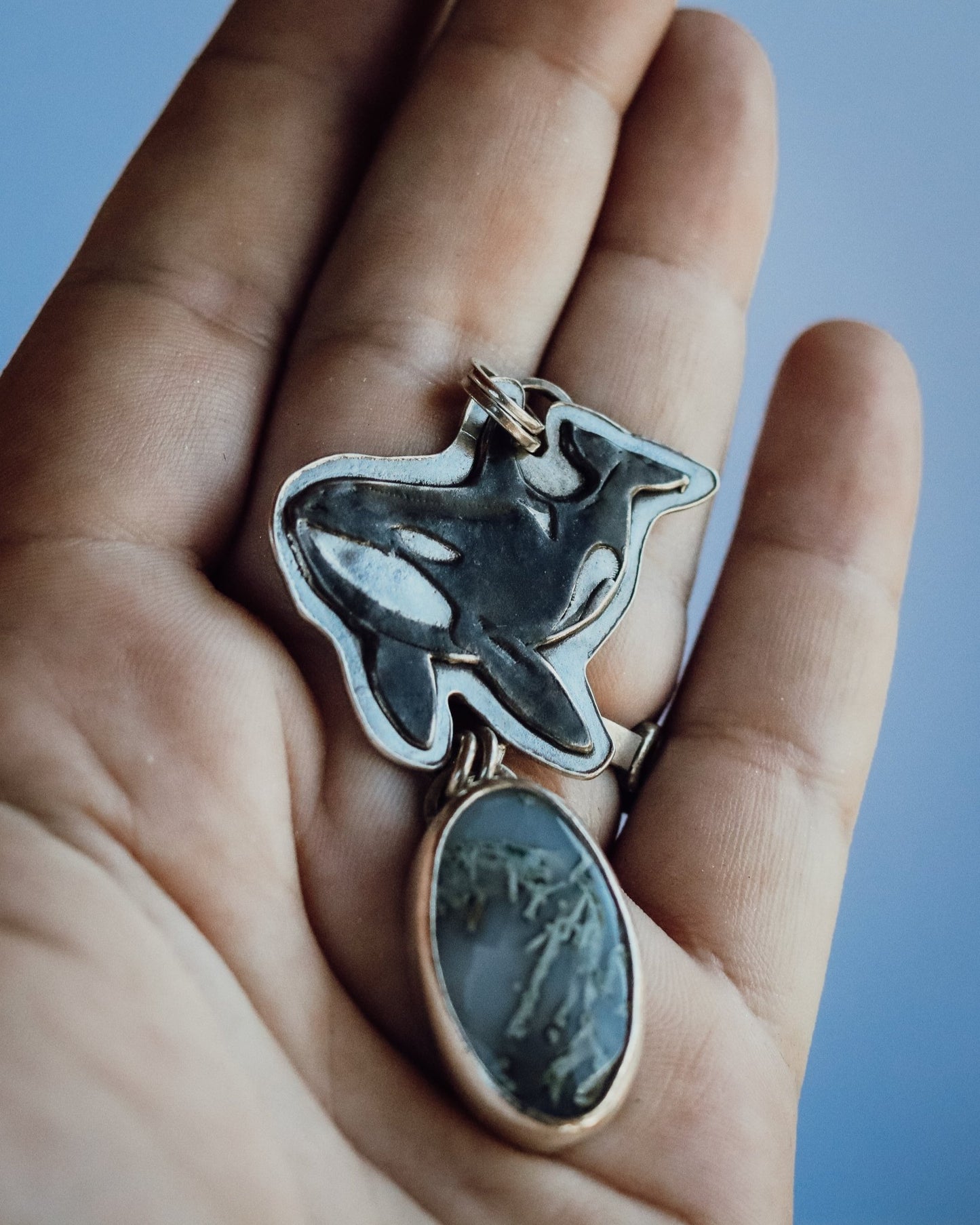 Orca Moss Agate Necklace - Kowhai and Sage