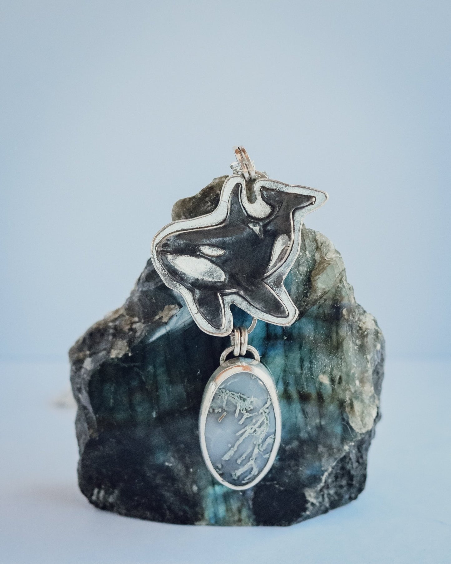 Orca Moss Agate Necklace - Kowhai and Sage