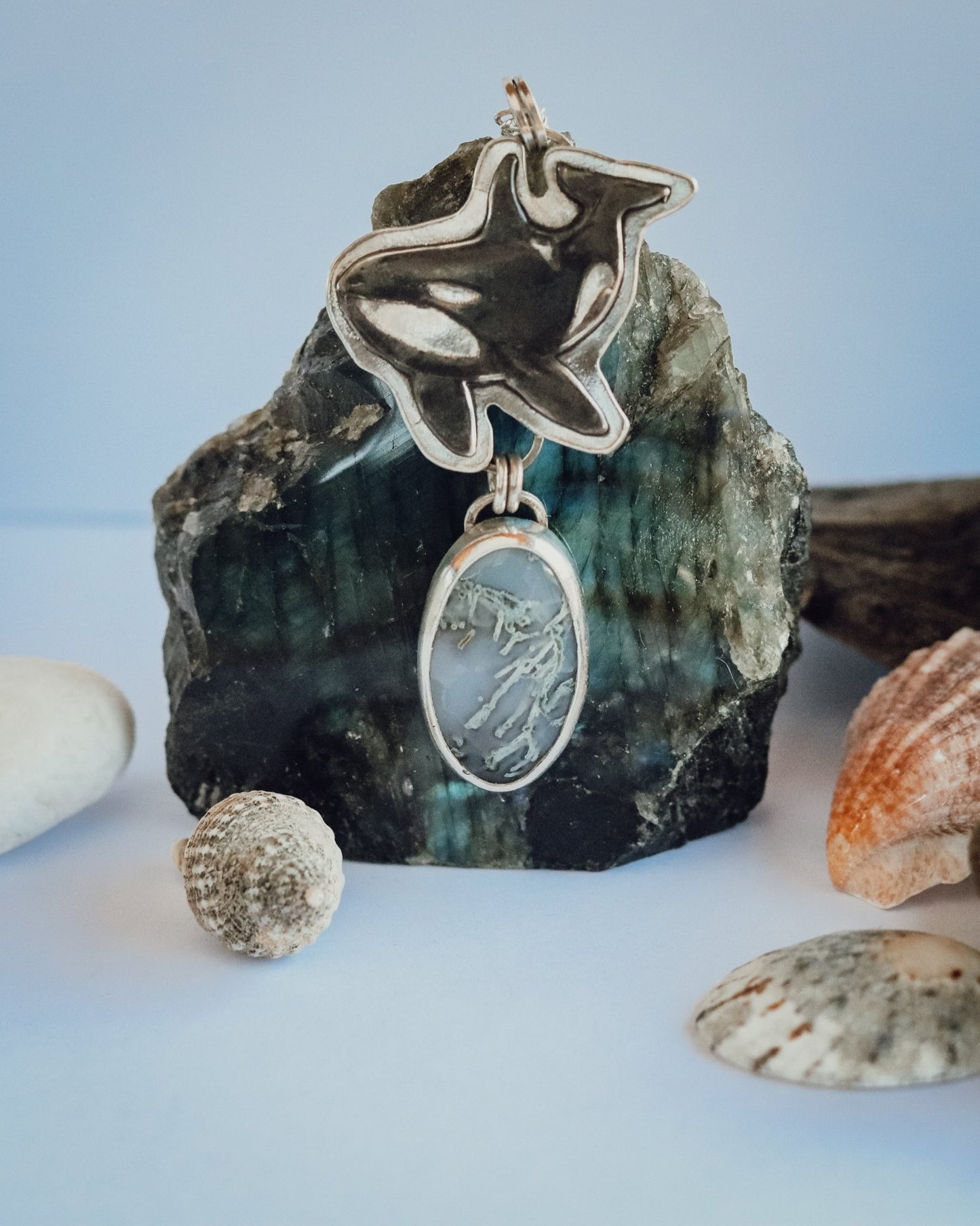 Orca Moss Agate Necklace - Kowhai and Sage