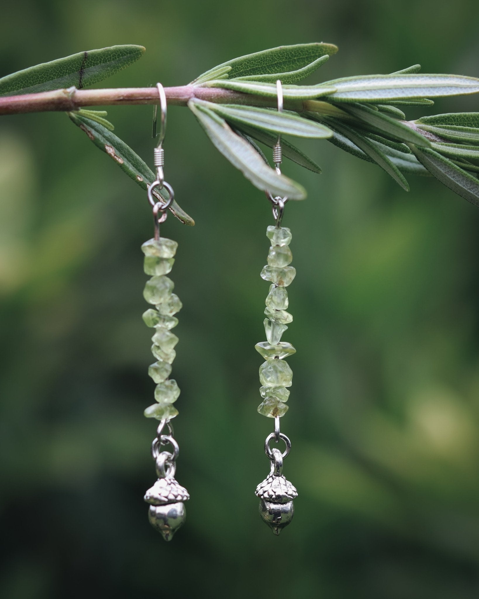 Peridot Acorn Earrings - Kowhai and Sage