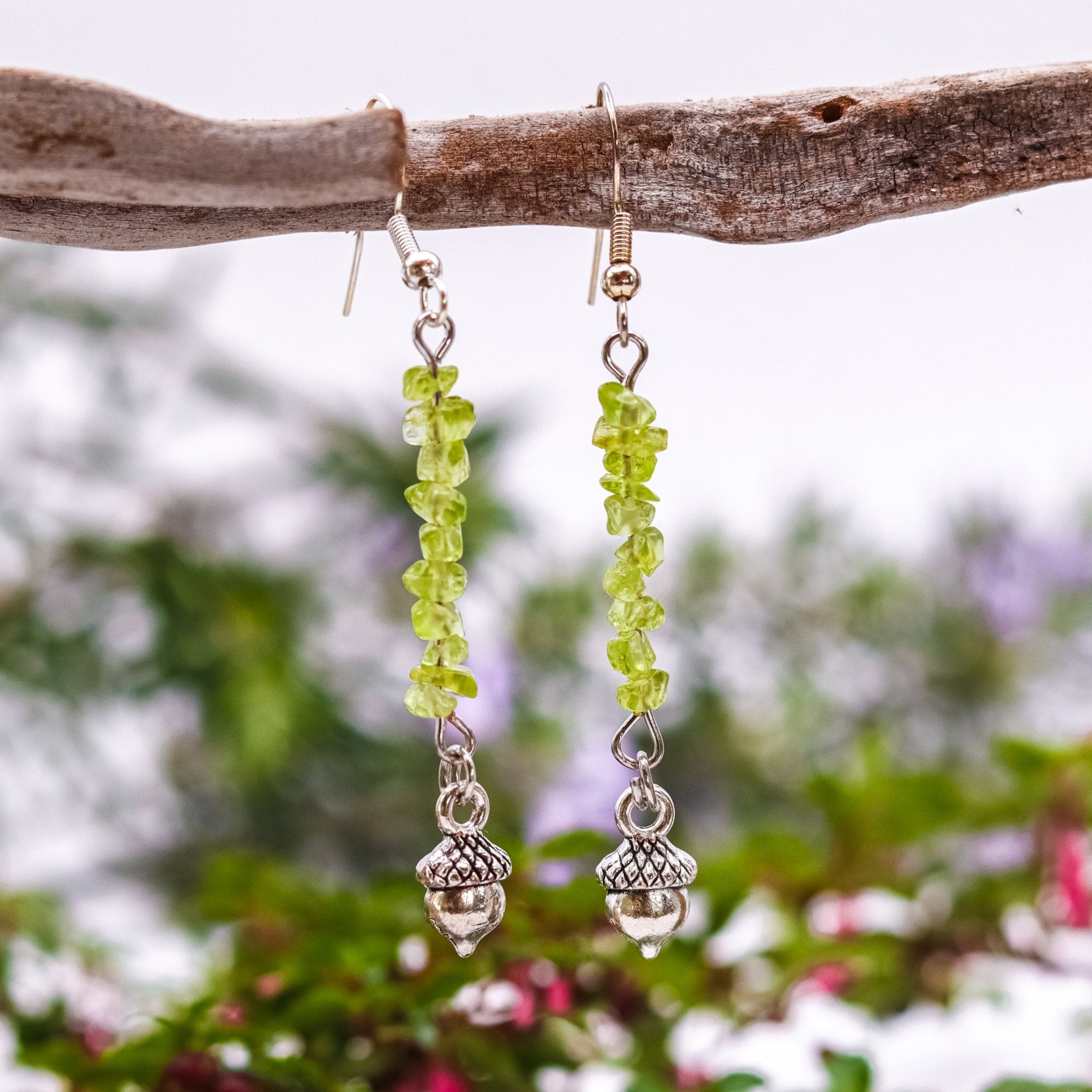 Peridot Acorn Earrings - Kowhai and Sage