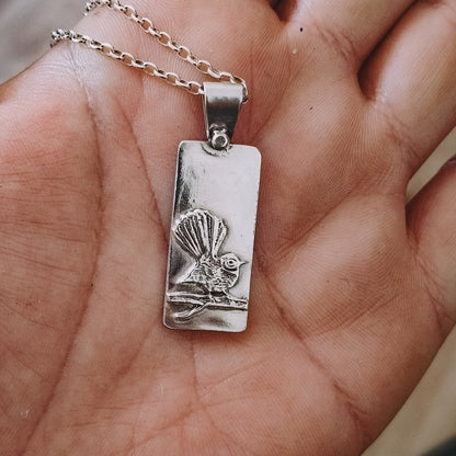 Piwakawaka Fantail Necklace - Kowhai and Sage