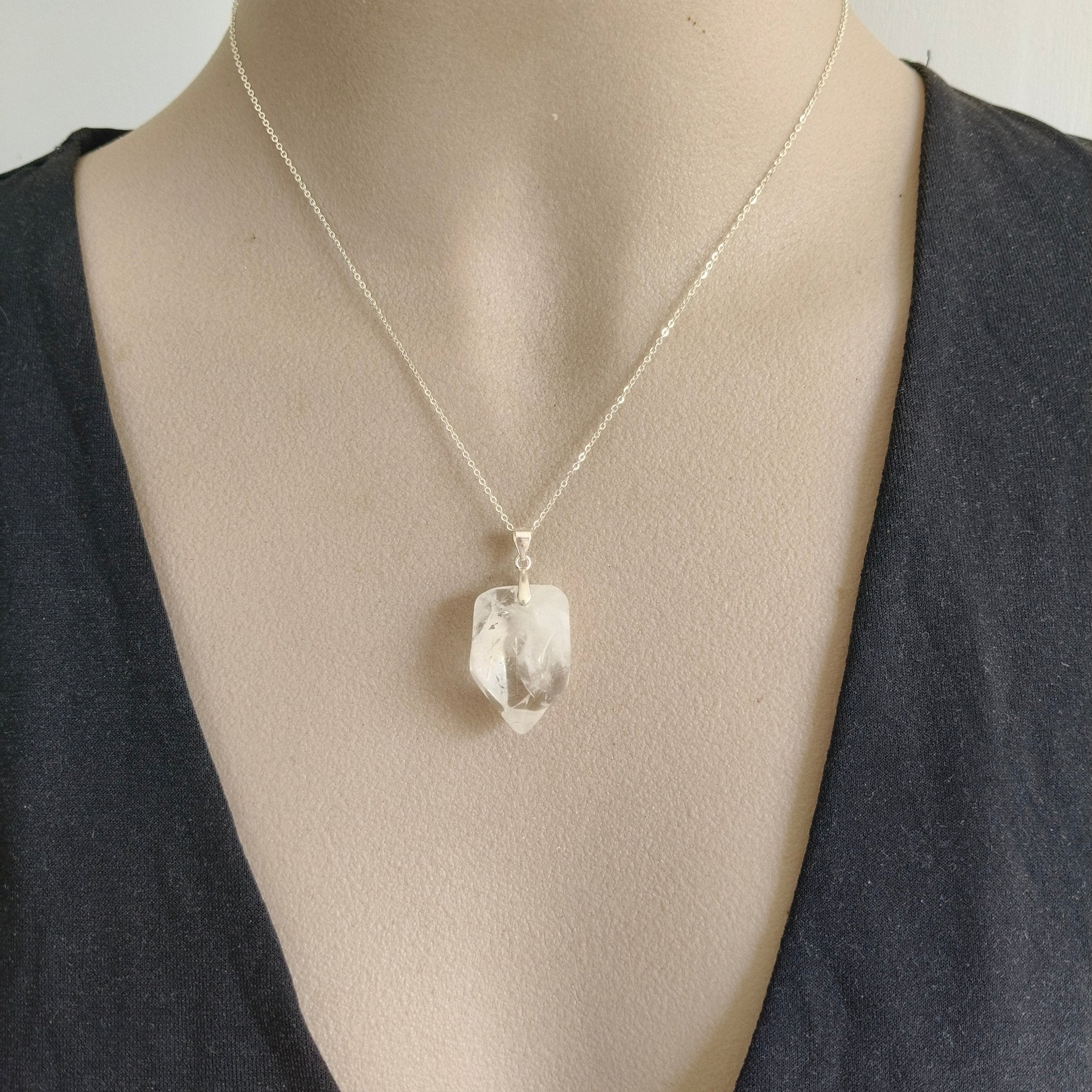 Polished Quartz Necklace - Kowhai and Sage