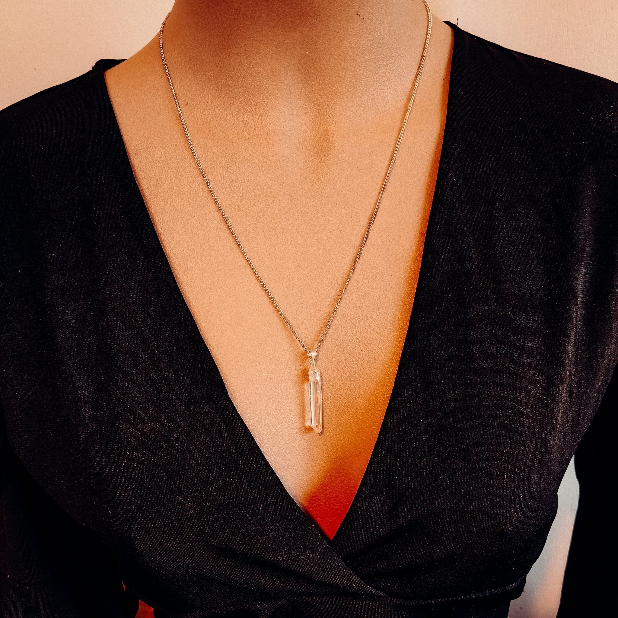 Polished Quartz Point Necklace - Kowhai and Sage