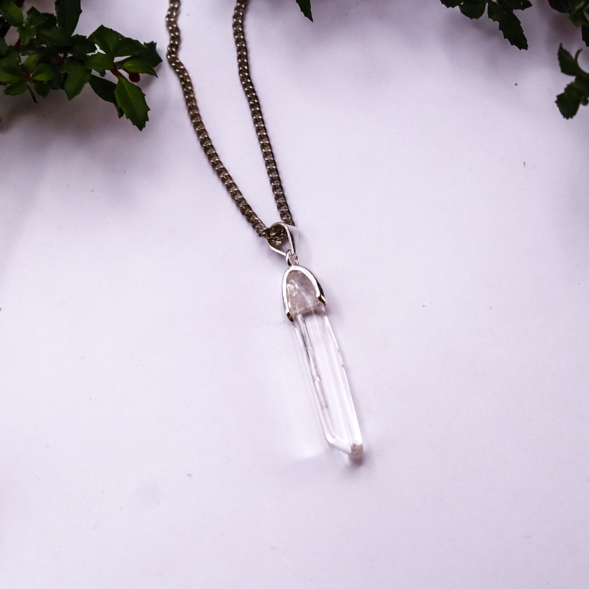 Polished Quartz Point Necklace - Kowhai and Sage