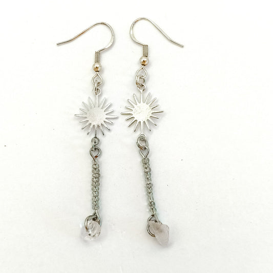 Quartz Sun Earrings - Kowhai and Sage