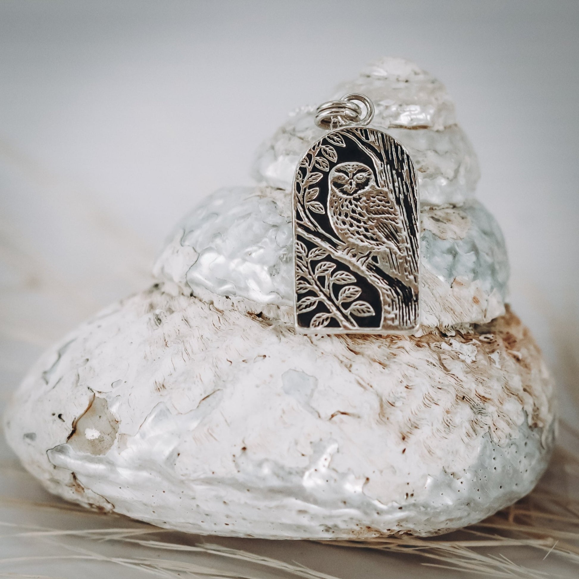 Ruru Morepork Arch Necklace - Kowhai and Sage