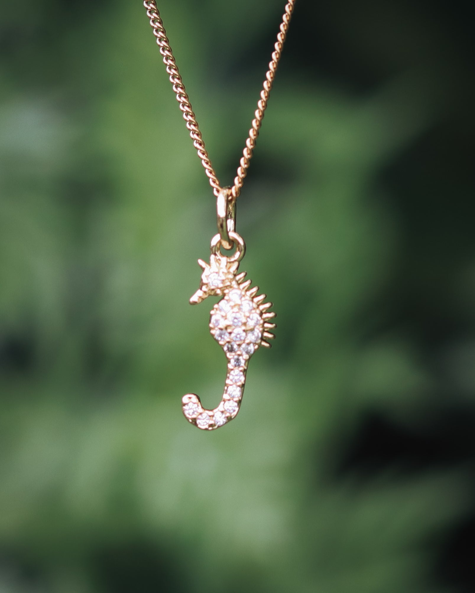 Seahorse Necklace - Kowhai and Sage