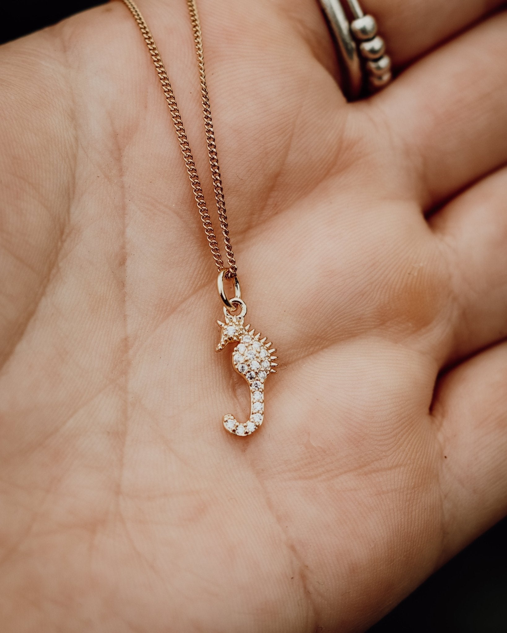 Seahorse Necklace - Kowhai and Sage