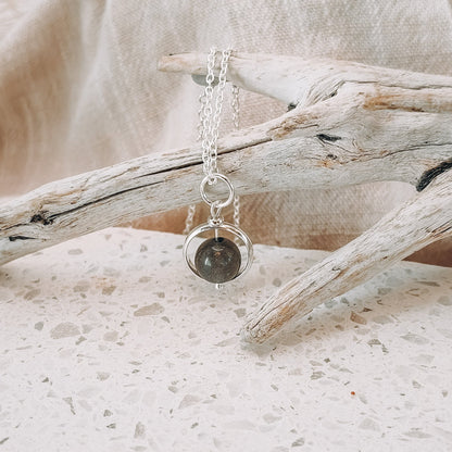 Silver Crystal Spinning Bead Fidget Necklace - Kowhai and Sage