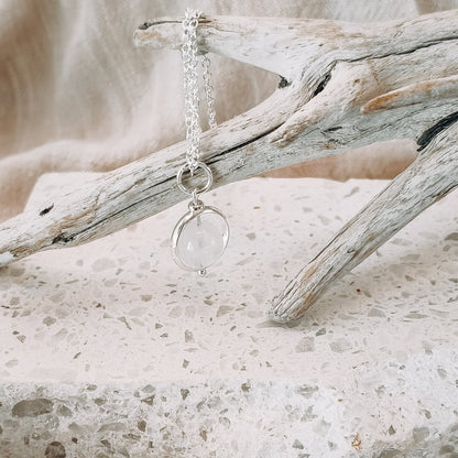Silver Crystal Spinning Bead Fidget Necklace - Kowhai and Sage