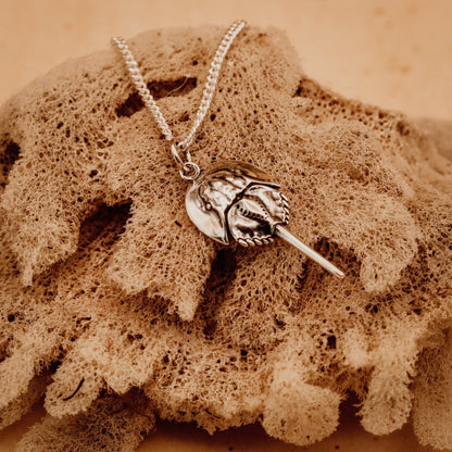 Silver Horseshoe Crab Talisman Necklace - Kowhai and Sage