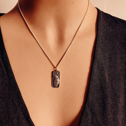 Silver Owl Talisman Necklace - Kowhai and Sage
