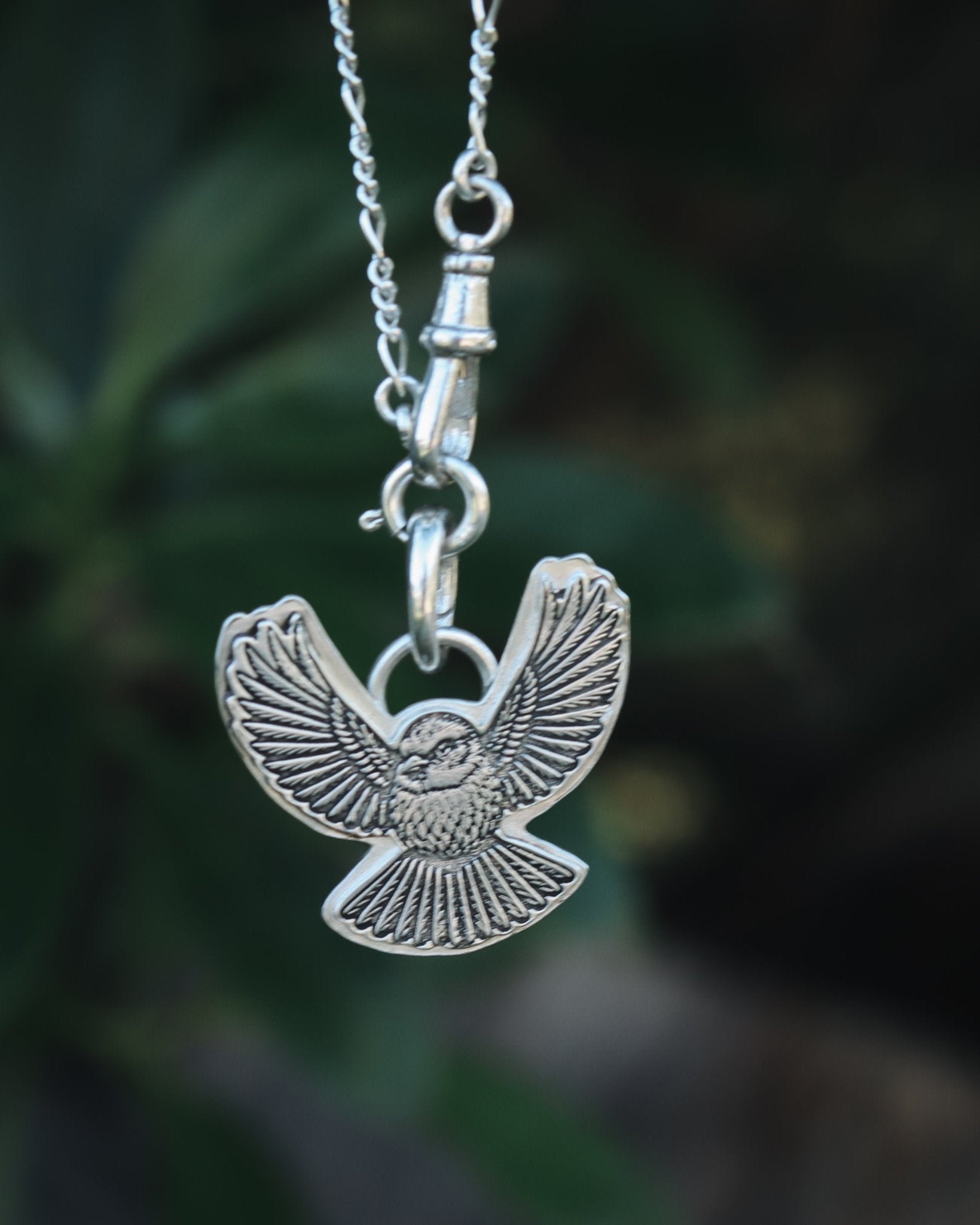 Silver Piwakawaka Fantail Necklace - Kowhai and Sage