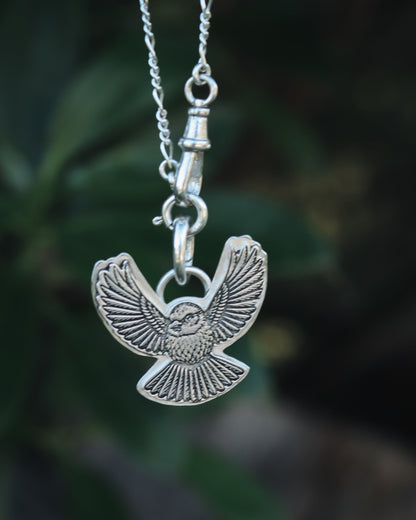 Silver Piwakawaka Fantail Necklace - Kowhai and Sage