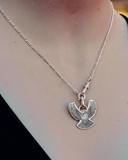 Silver Piwakawaka Fantail Necklace - Kowhai and Sage