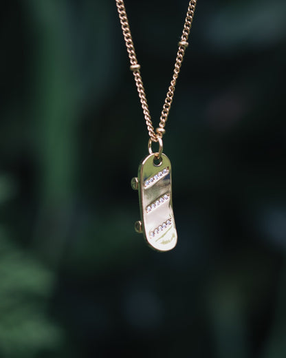 Skateboard Necklace - Kowhai and Sage