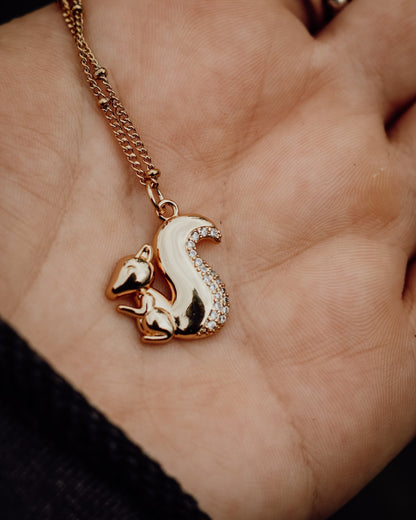 Squirrel necklace - Kowhai and Sage