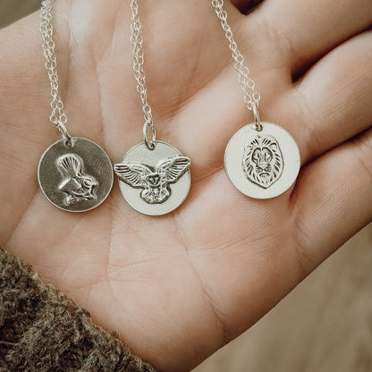 Sterling Silver Circle Pendants | Handmade Animal & Nature Necklaces - Kowhai and Sage