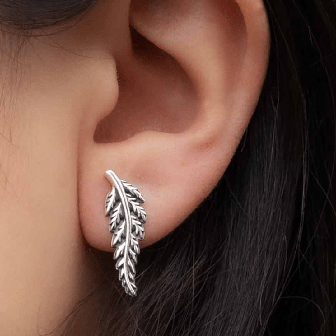 Sterling Silver Fern Earrings - Kowhai and Sage