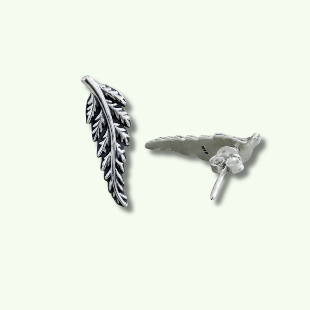 Sterling Silver Fern Earrings - Kowhai and Sage