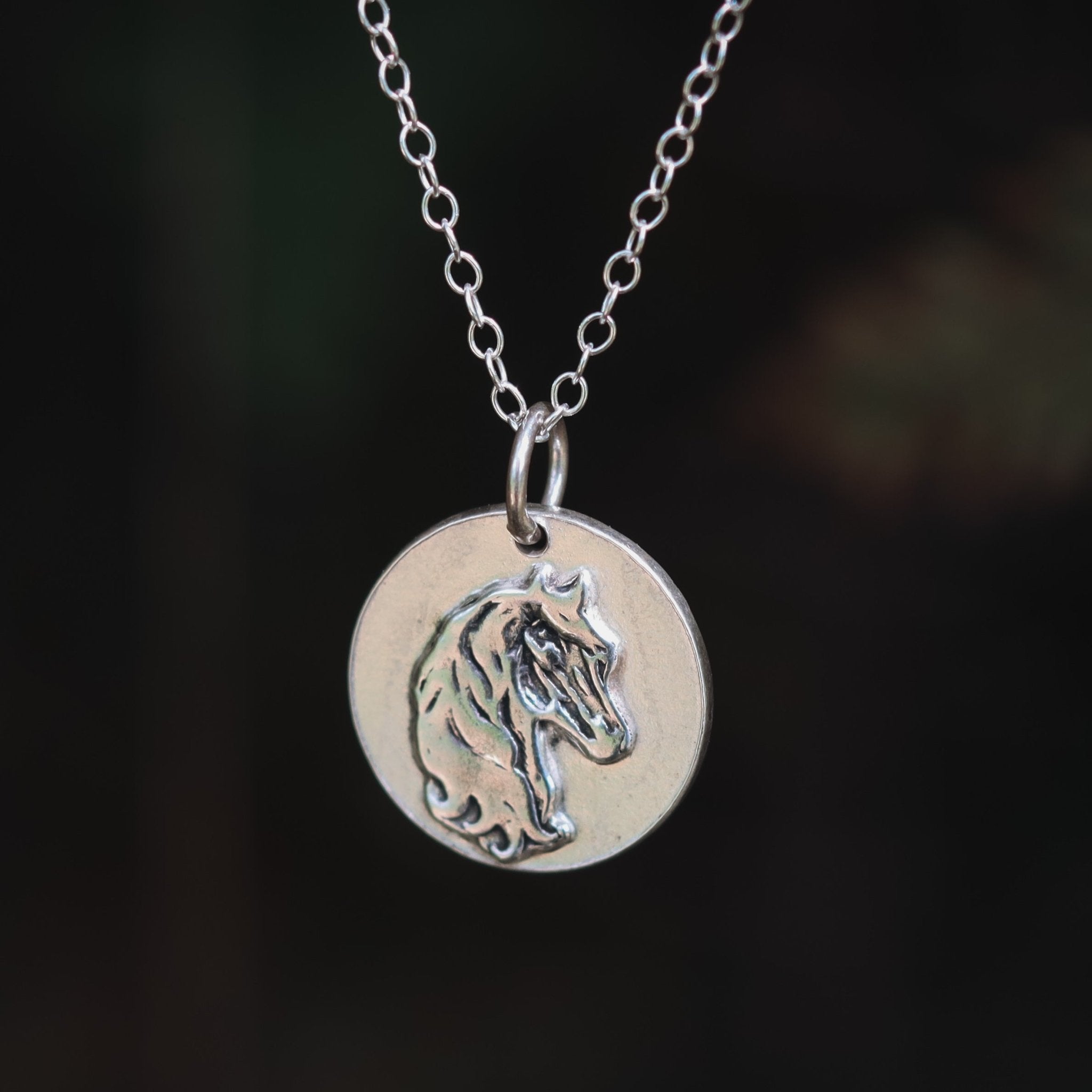 Sterling Silver Horse Necklace - Kowhai and Sage