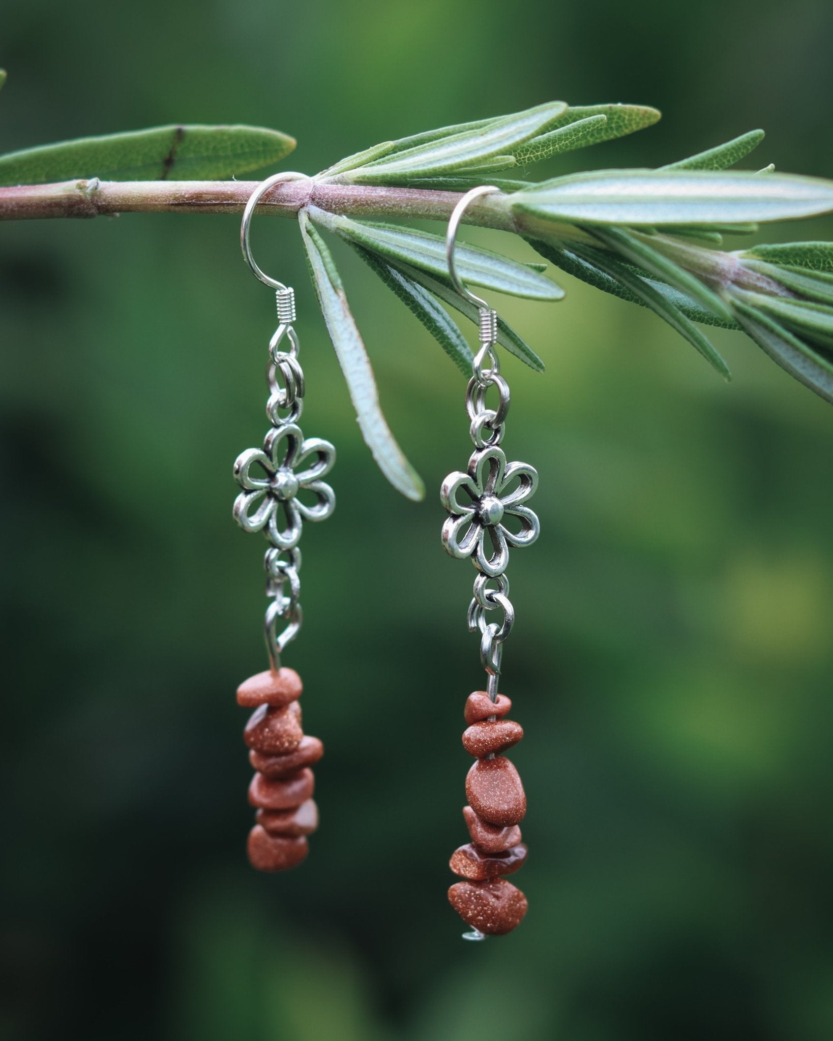 Sunstone Flower Earrings - Kowhai and Sage