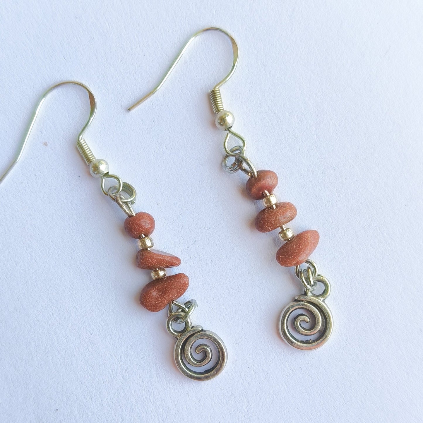 Sunstone Spiral Earrings - Kowhai and Sage